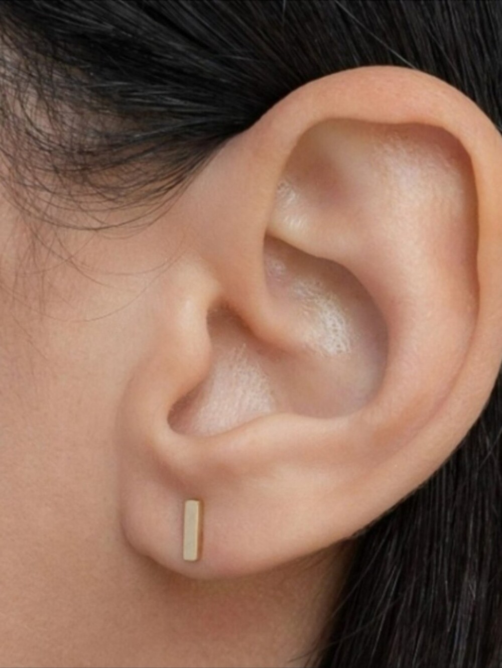 Modern 14K Solid Yellow Gold Bar Stud Earrings Jewelry